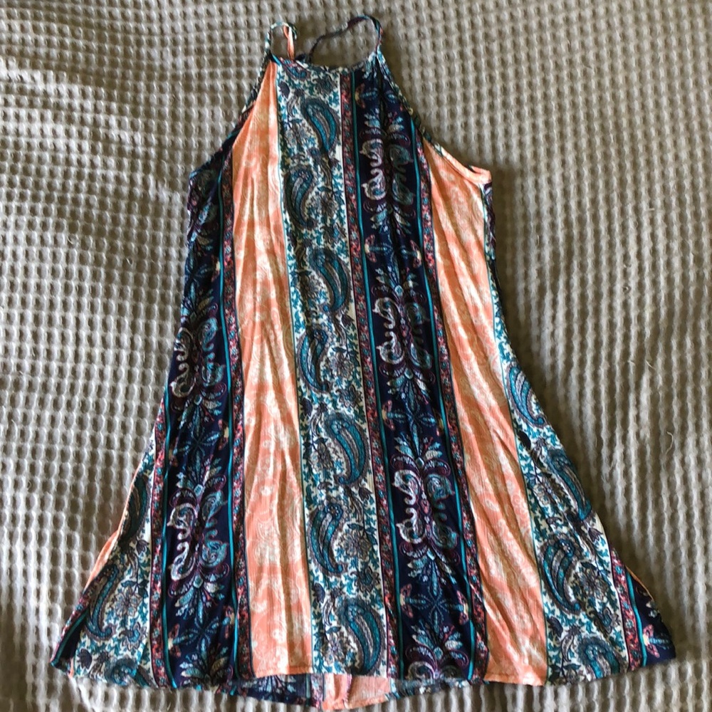 Full Tilt Bandana Print Halter Dress